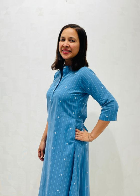 Blue Aline cotton dress