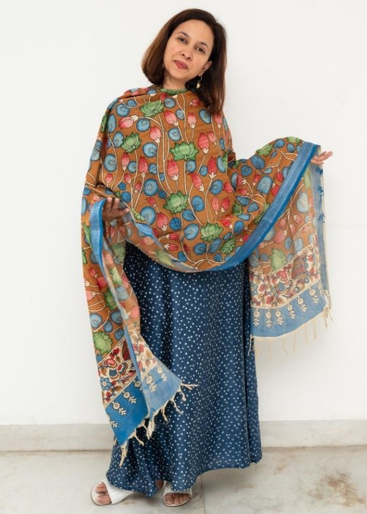 Blue Kalamkari Dupatta