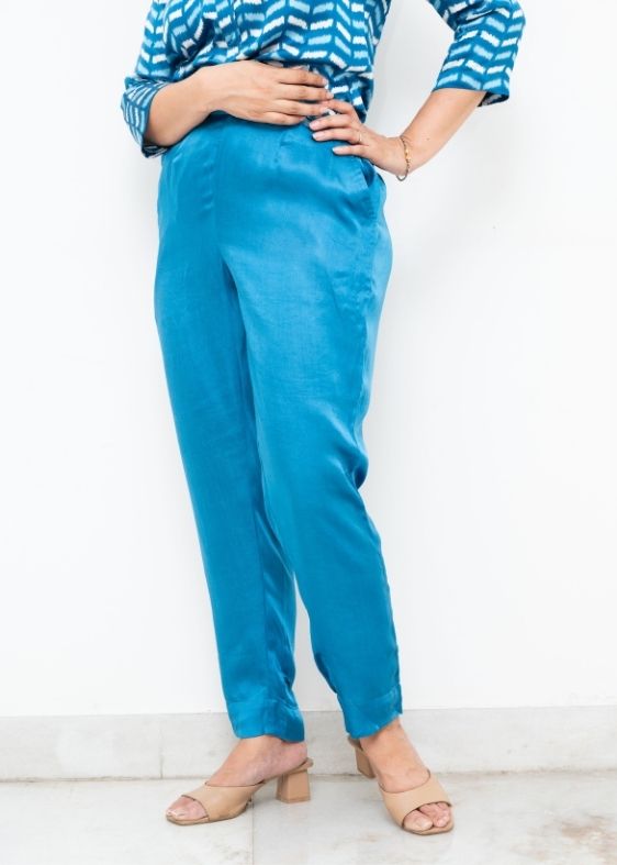 Blue Modal Silk Pant