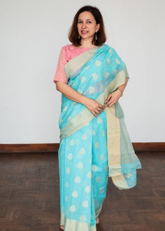 Blue Silk Chanderi All Over Buta Saree