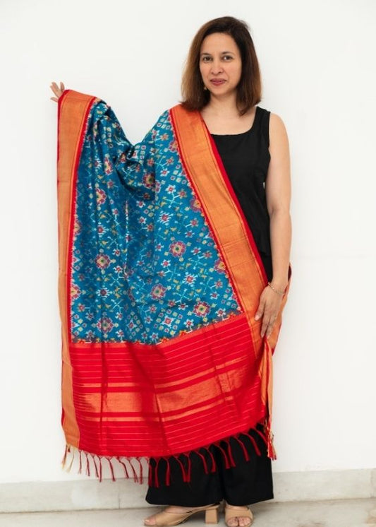 Blue Silk Ikat Dupatta