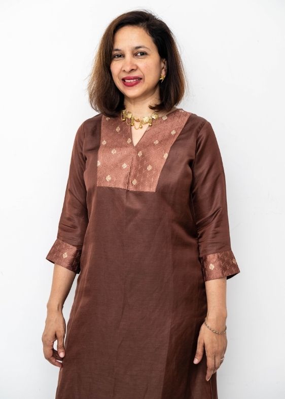 Brown Brocade Modal Silk Long Kurta