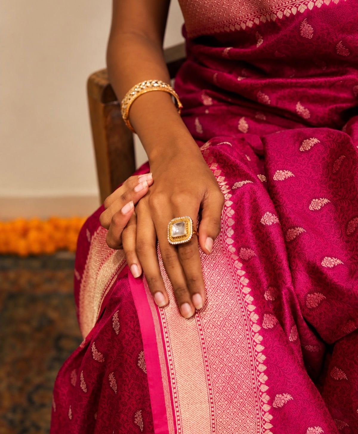 Pink Tanchoi Banarasi Silk Saree