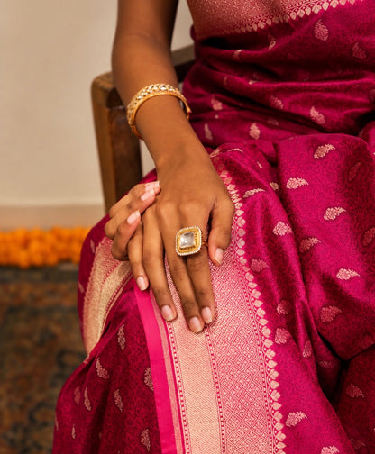 Pink Tanchoi Banarasi Silk Saree