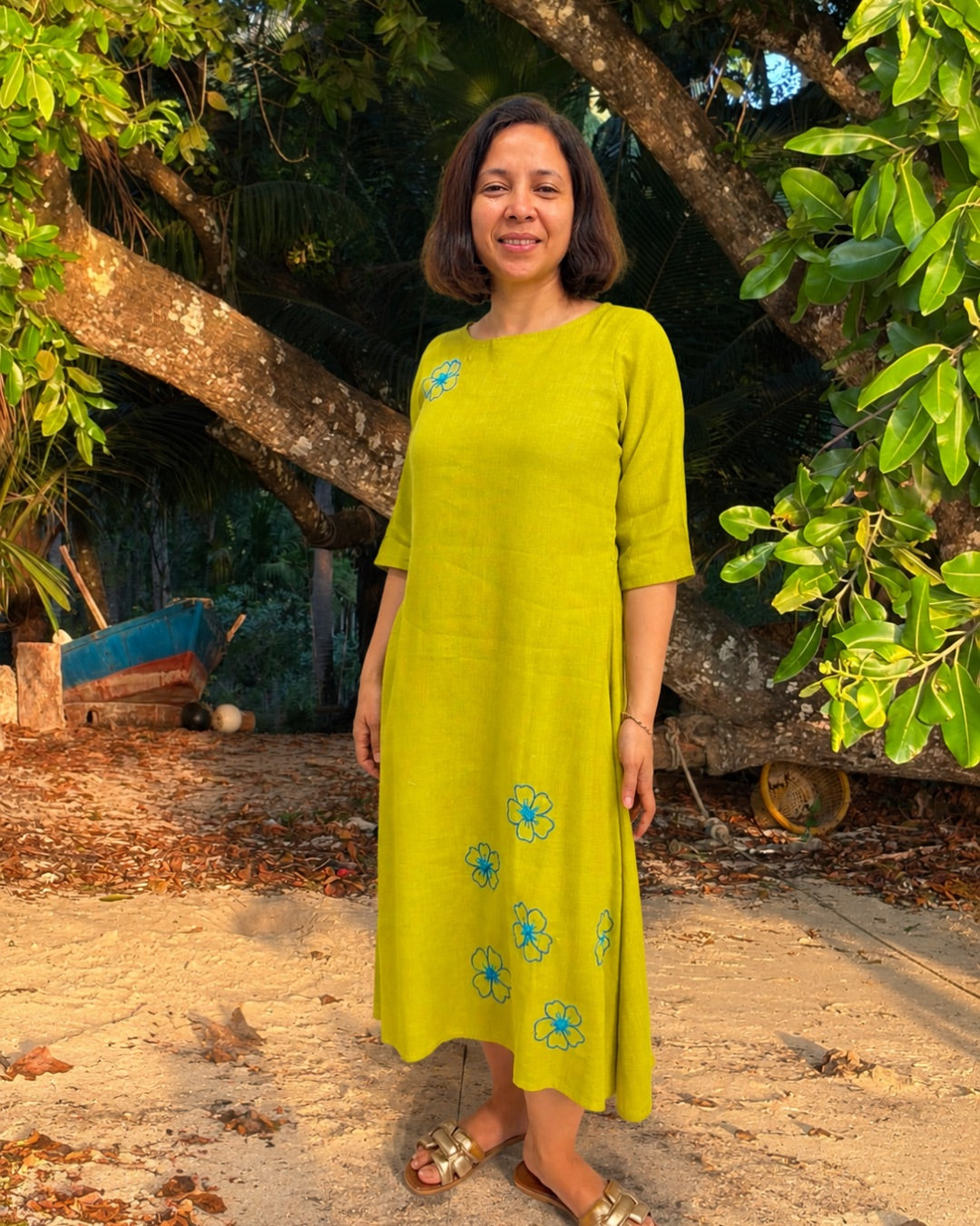 Key Lime Turquoise Cotton Dress