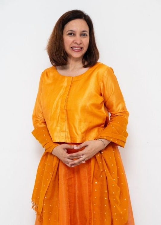 Golden Orange Silk Blouse