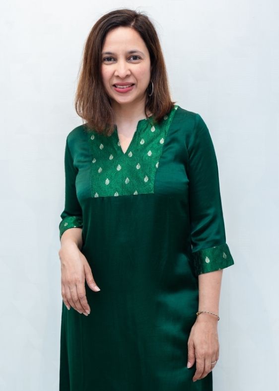 Green Brocade V neck Modal Silk Dress