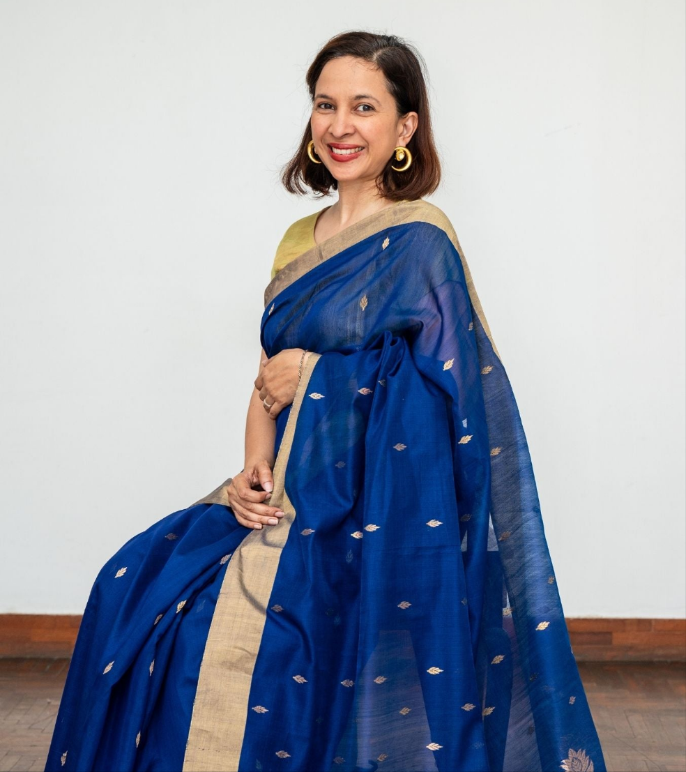 Blue Chanderi Saree