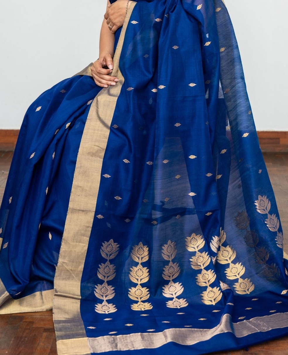 Blue Chanderi Saree