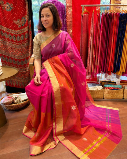 Multi Colour Chanderi Silk Cotton Saree