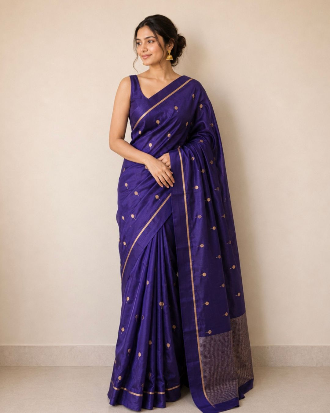 Violet Chanderi Silk Saree