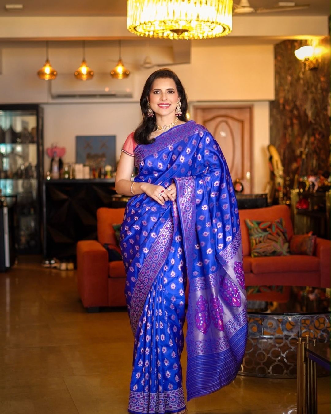 Paloma Blue Banarasi Silk Saree