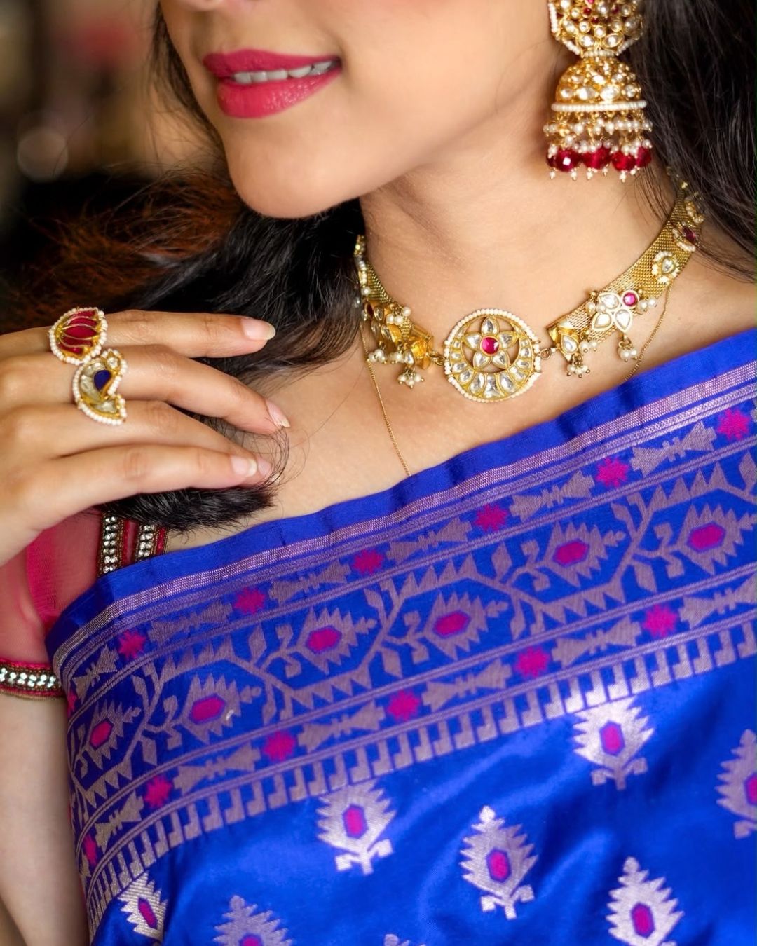 Paloma Blue Banarasi Silk Saree