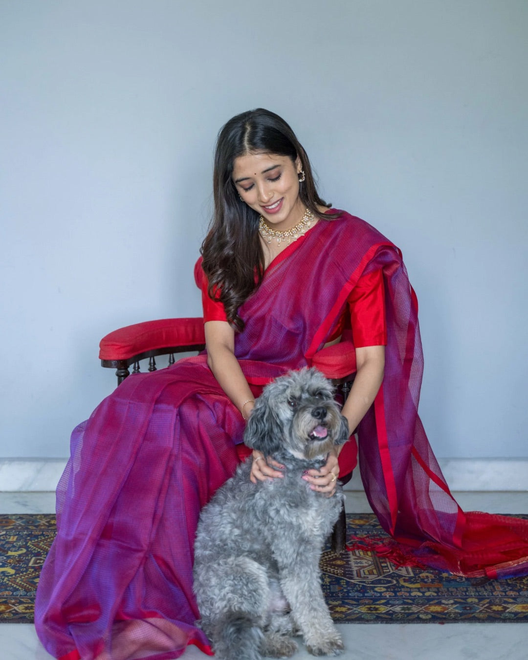 Mina Fulia Checks Organza Cotton Silk Saree