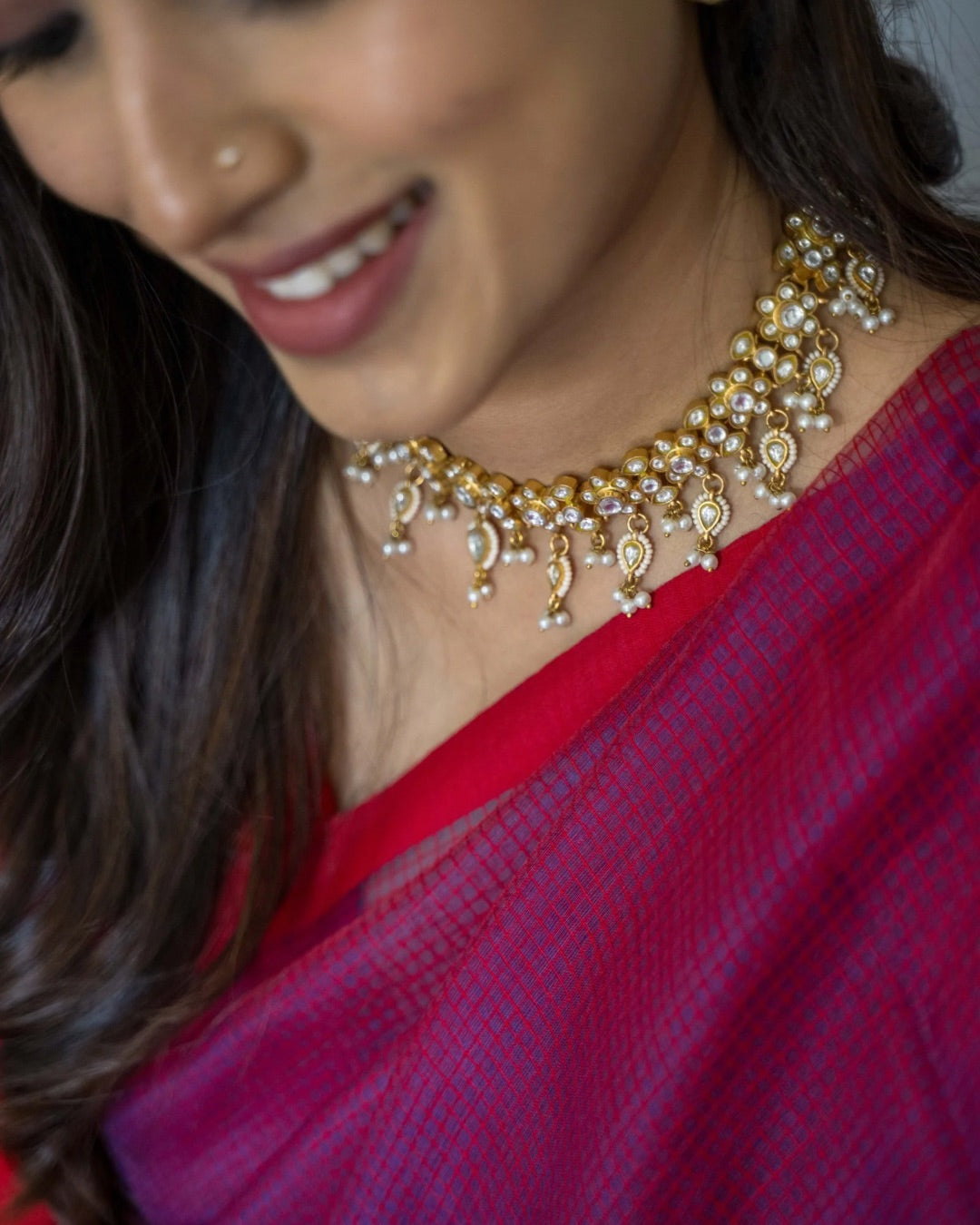 Mina Fulia Checks Organza Cotton Silk Saree