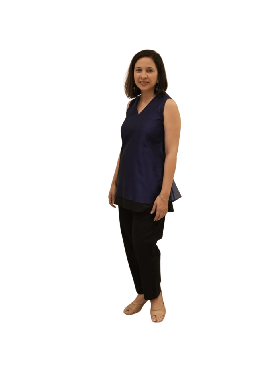 Blue Sleeveless Double Layer Maheswari Silk Cotton Blouse