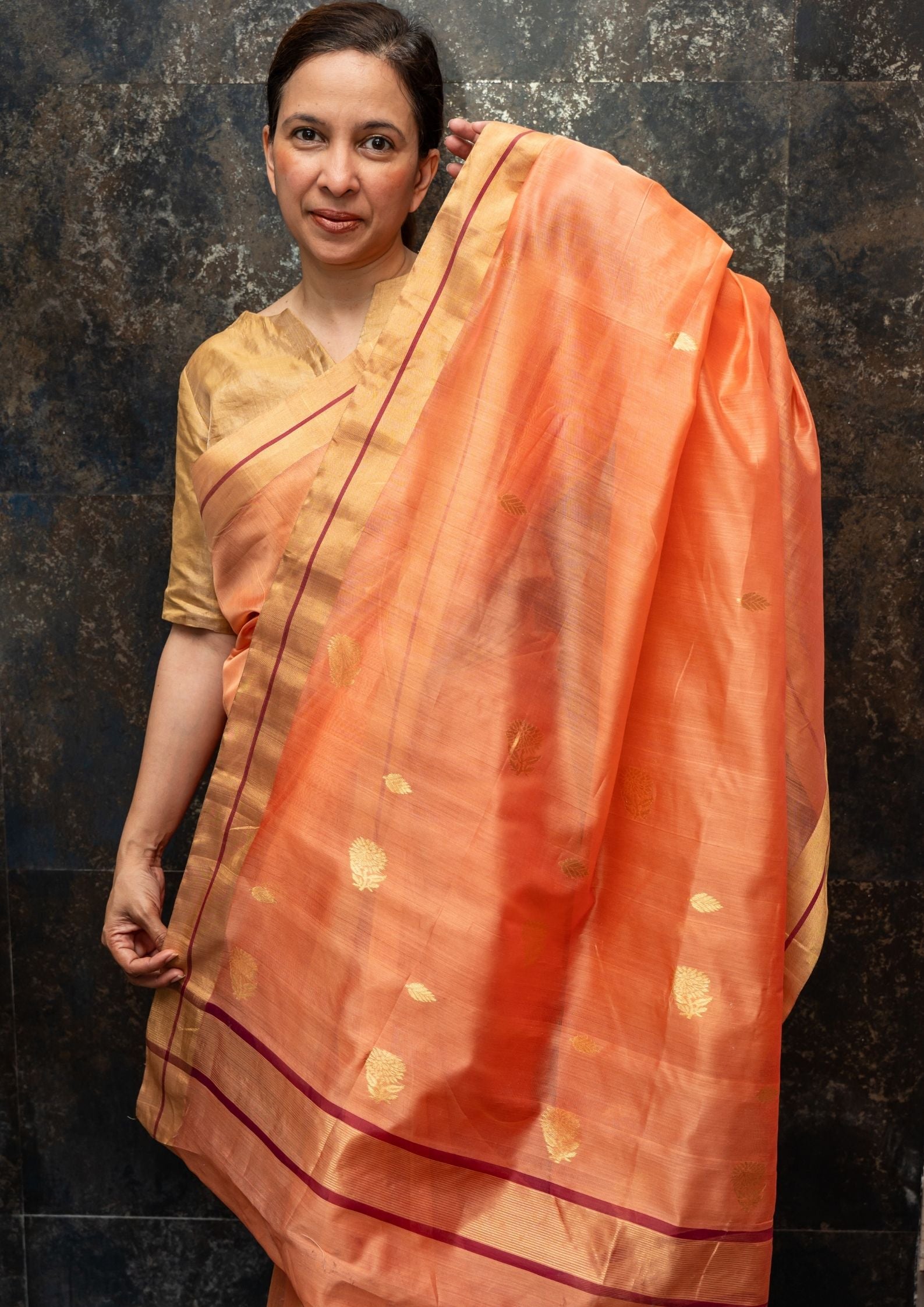 Peach Chanderi Saree