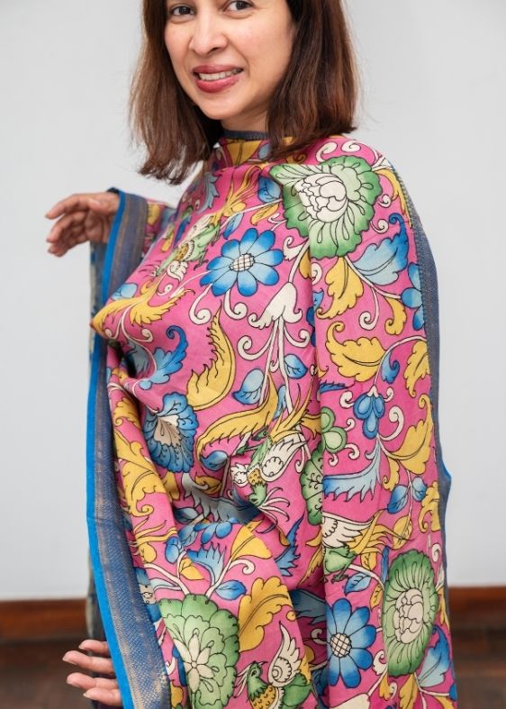 Pink Kalamkari Dupatta