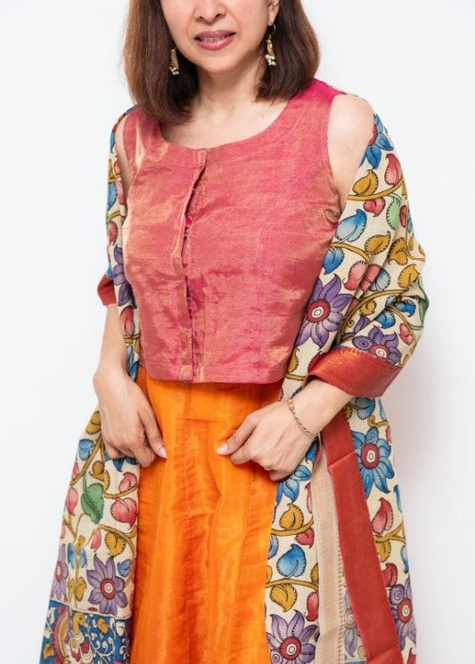 Pink Tissue Sleeveless Blouse