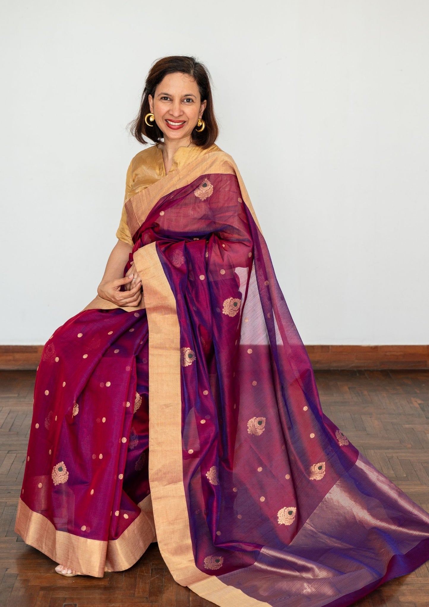 Purple Silk Chanderi Saree