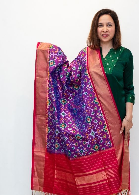 Purple Silk Ikat Dupatta