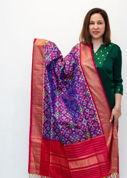 Purple Silk Ikat Dupatta