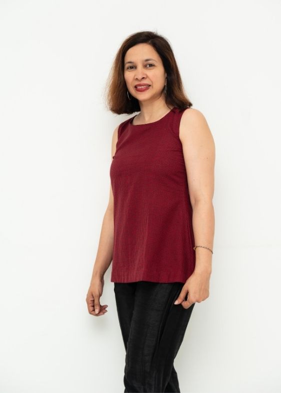 Red and Black Blouse