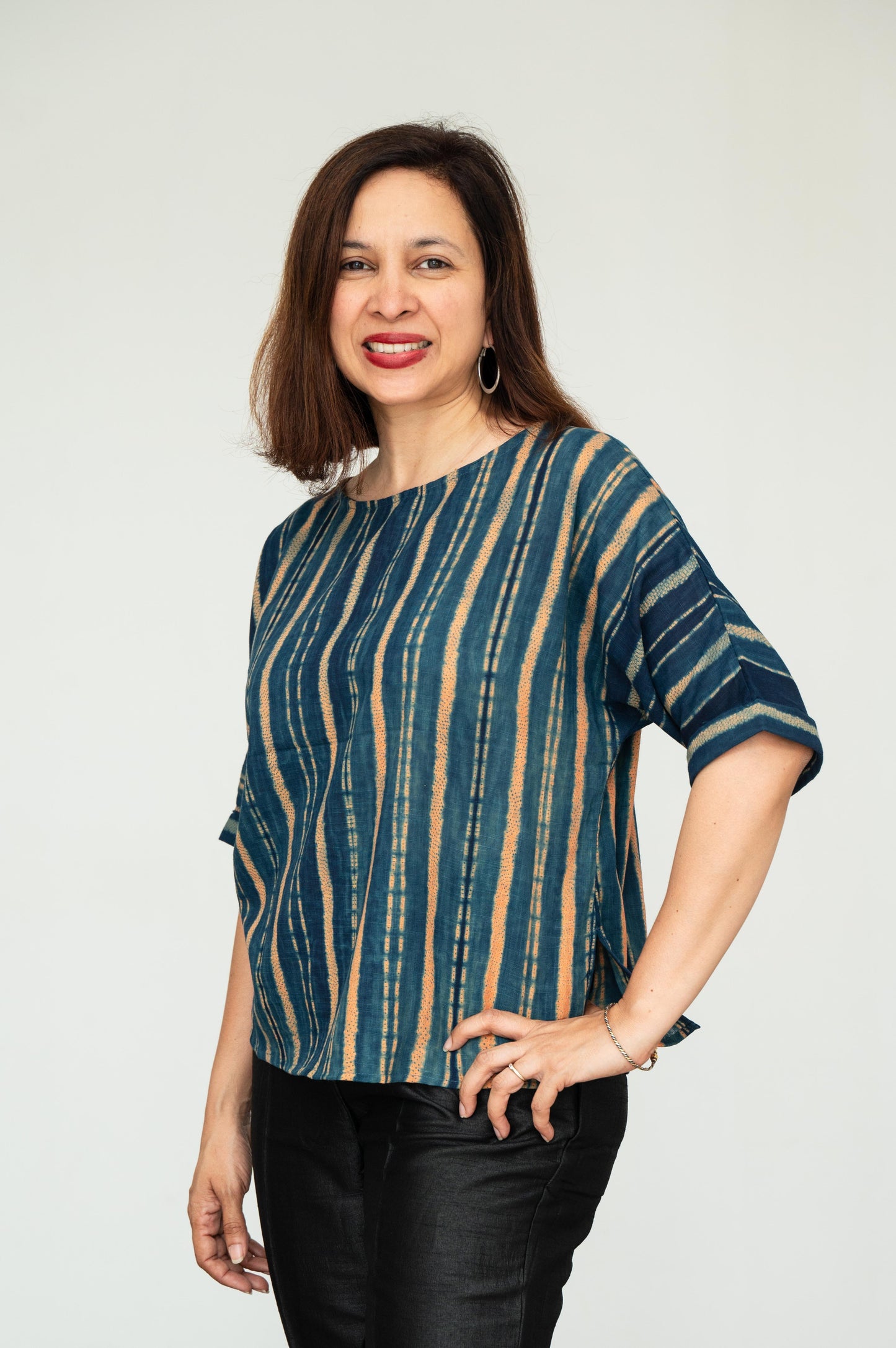 Blue Mura Shibori Cotton Blouse
