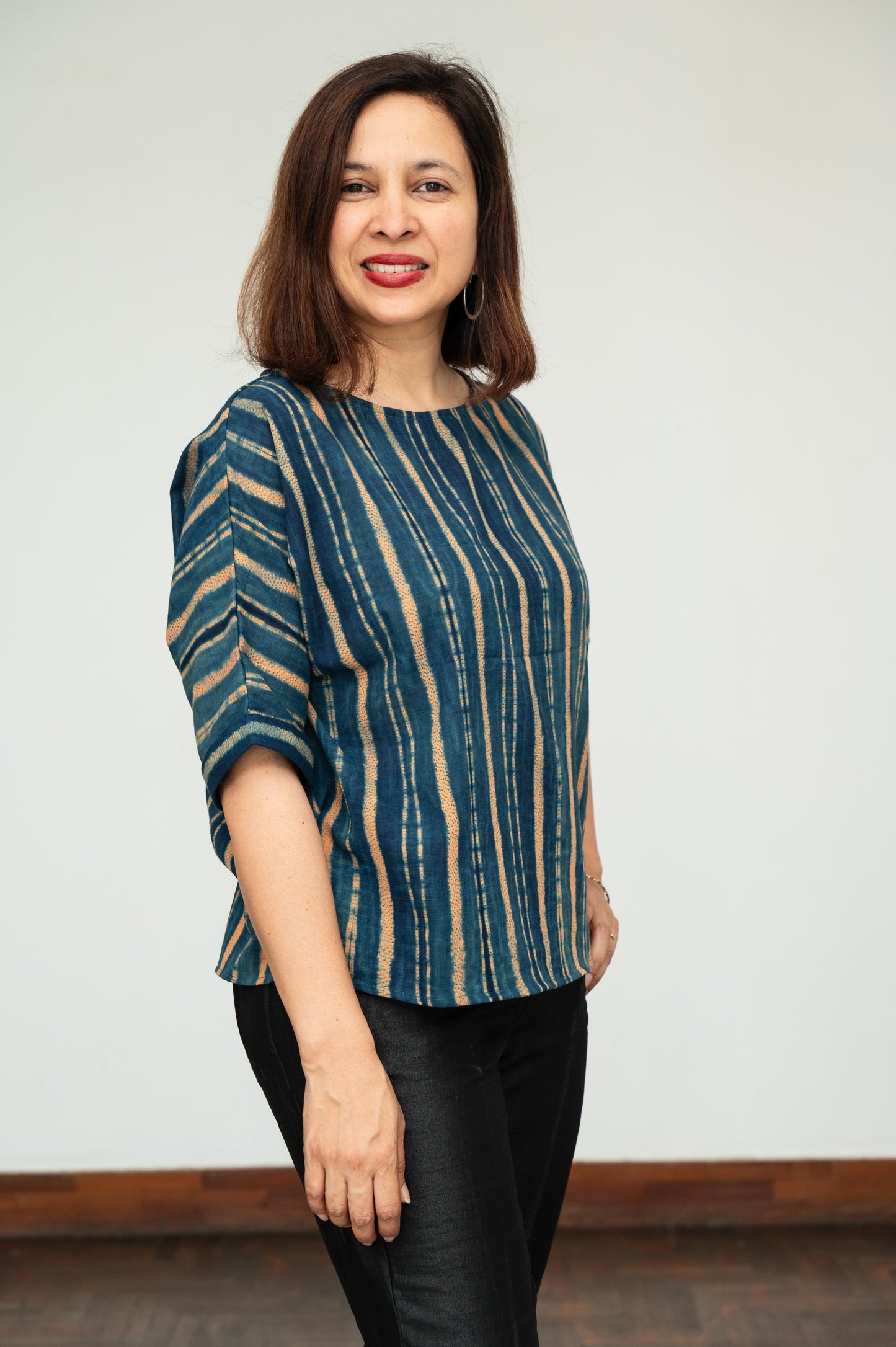 Blue Mura Shibori Cotton Blouse