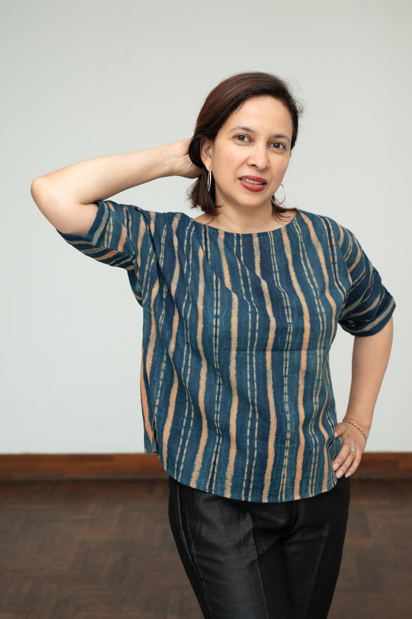 Blue Mura Shibori Cotton Blouse