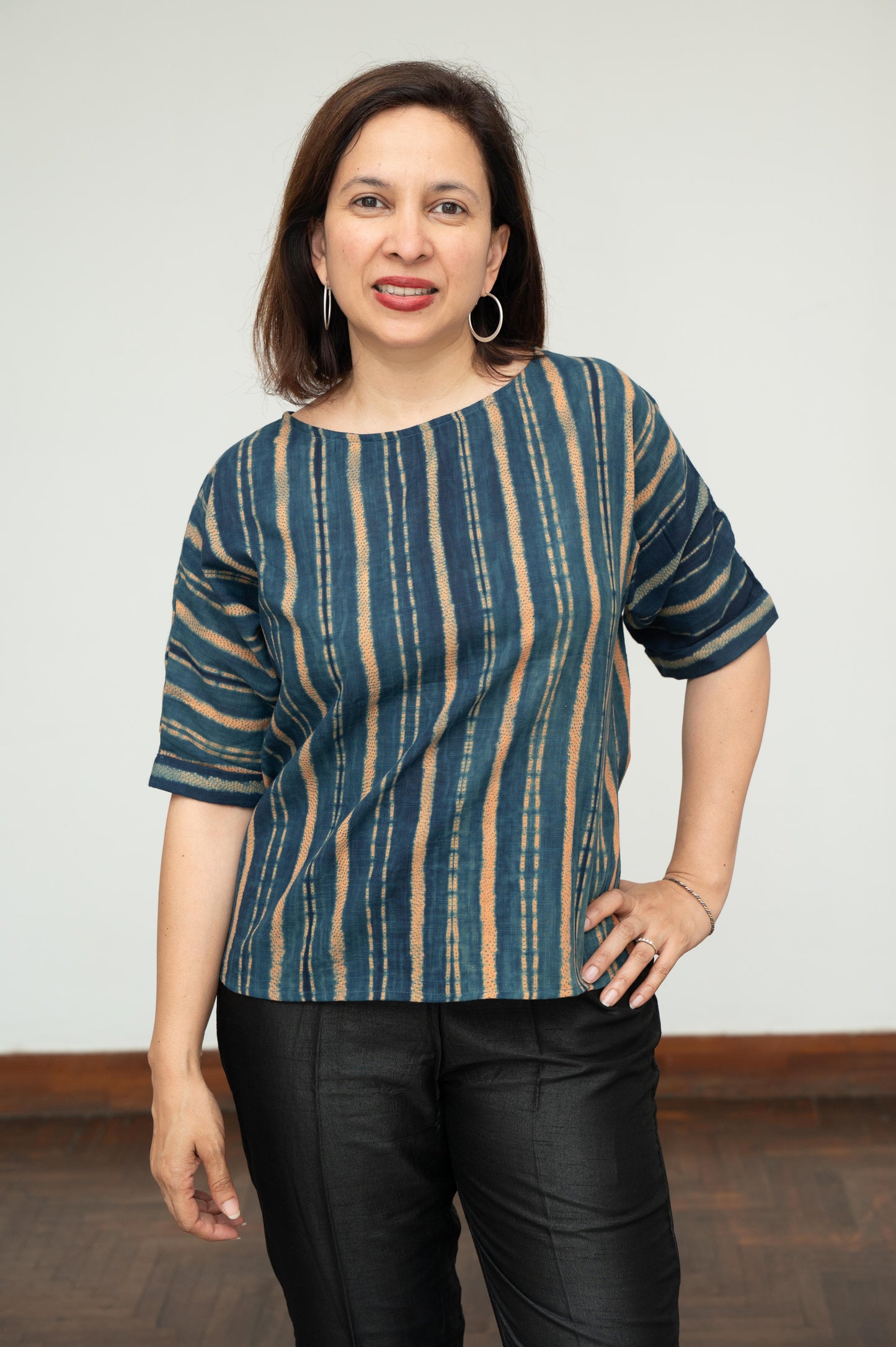 Blue Mura Shibori Cotton Blouse