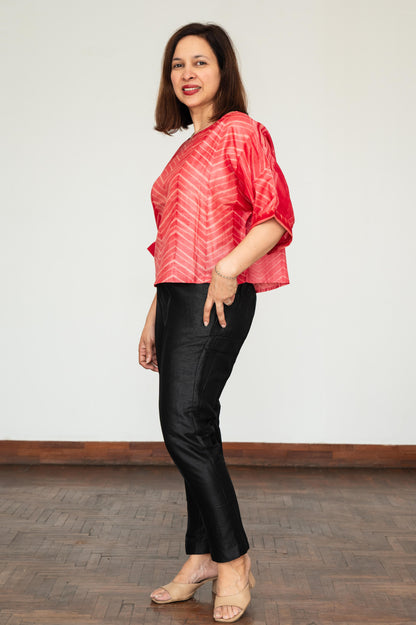 Pink Shibori Tussar Silk Blouse