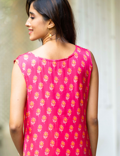 Pink Sleeveless Modal Silk Dress