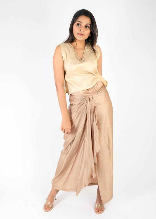 V Neck zardosi Tissue Blouse