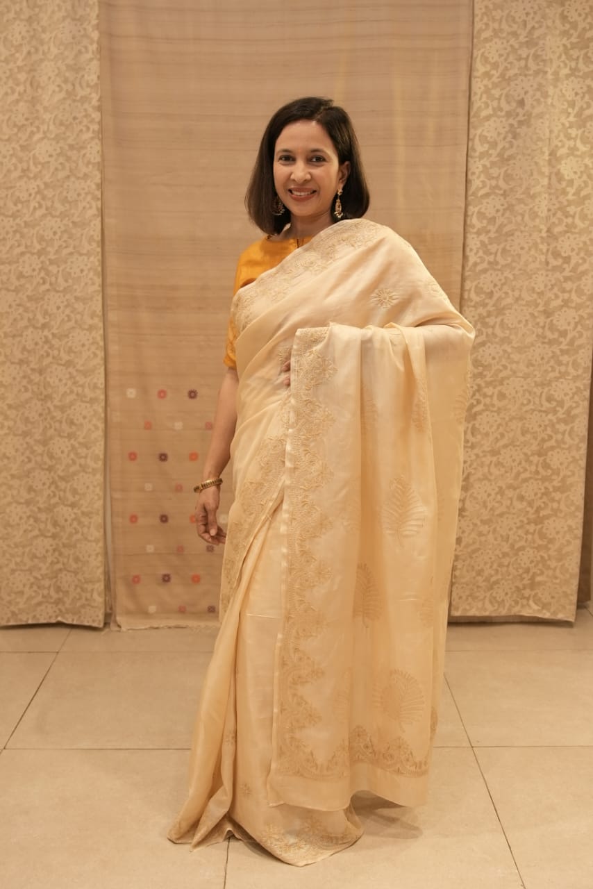 Off White Lucknow Chikankari Saree