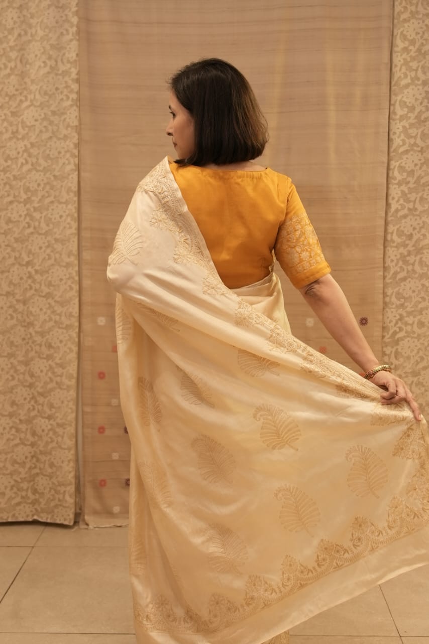 Off White Lucknow Chikankari Saree