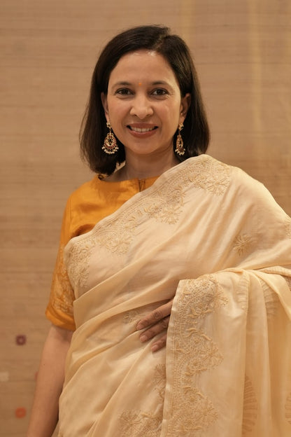 Off White Lucknow Chikankari Saree