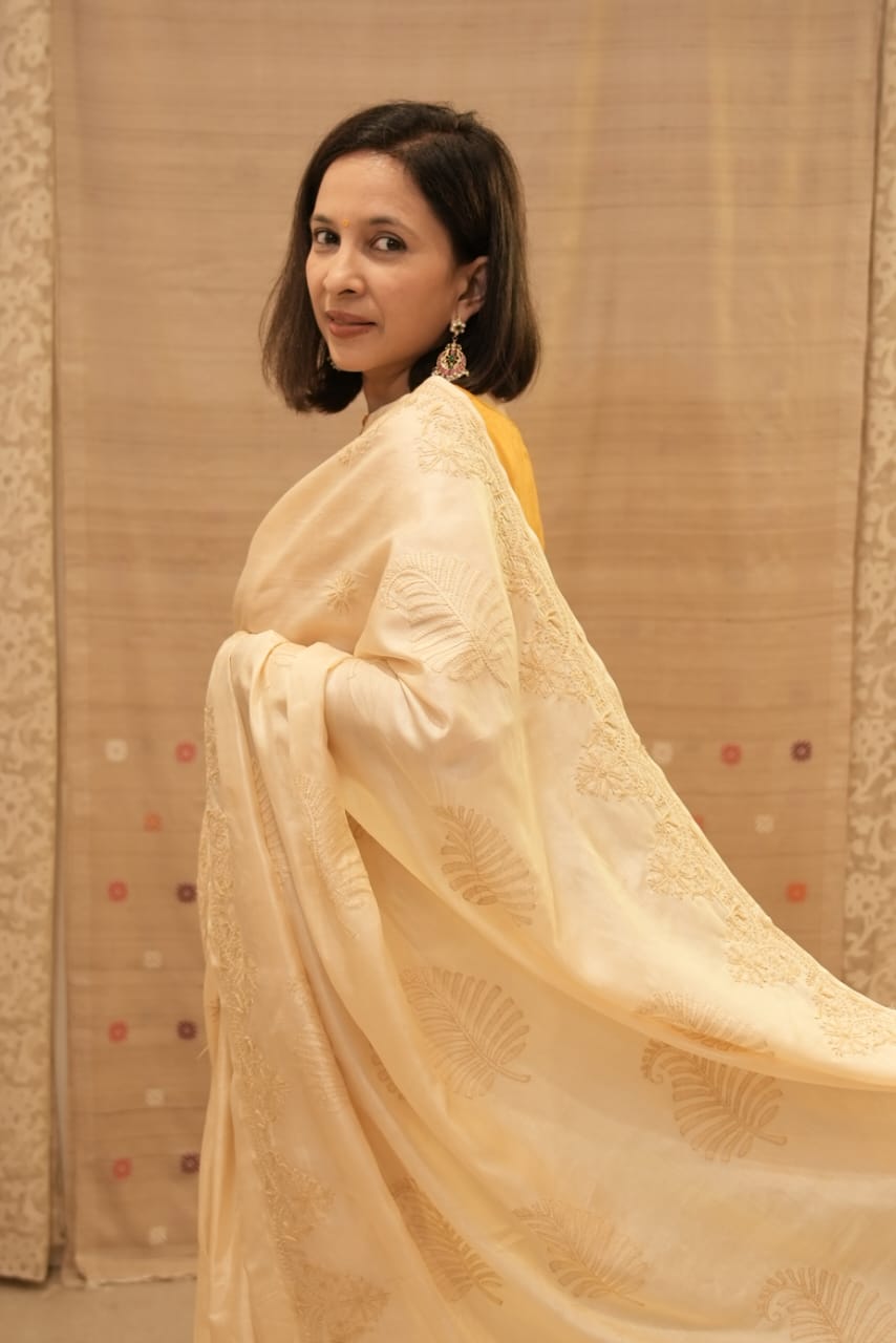 Off White Lucknow Chikankari Saree