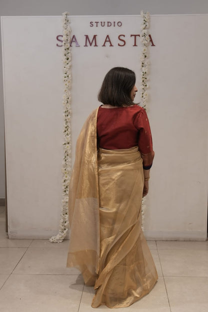 Maroon Maheswari Silk Cotton Sp Cut Blouse