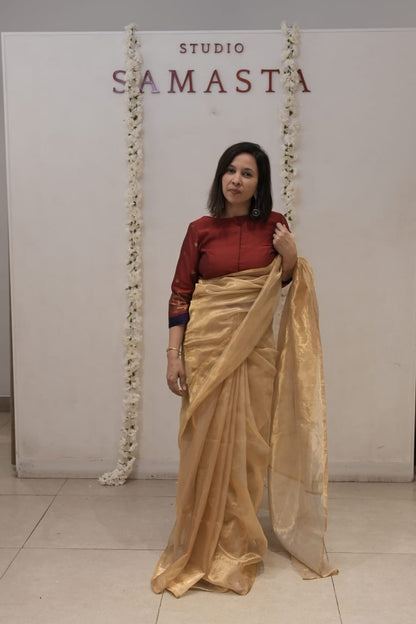 Maroon Maheswari Silk Cotton Sp Cut Blouse
