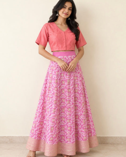 Pink SP Cut Tussar Silk Blouse