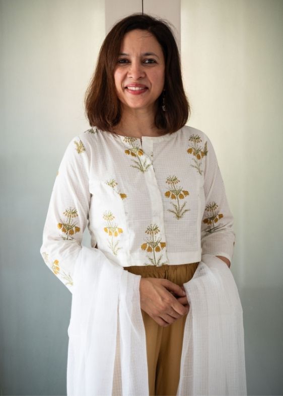 White Printed Cotton Blouse