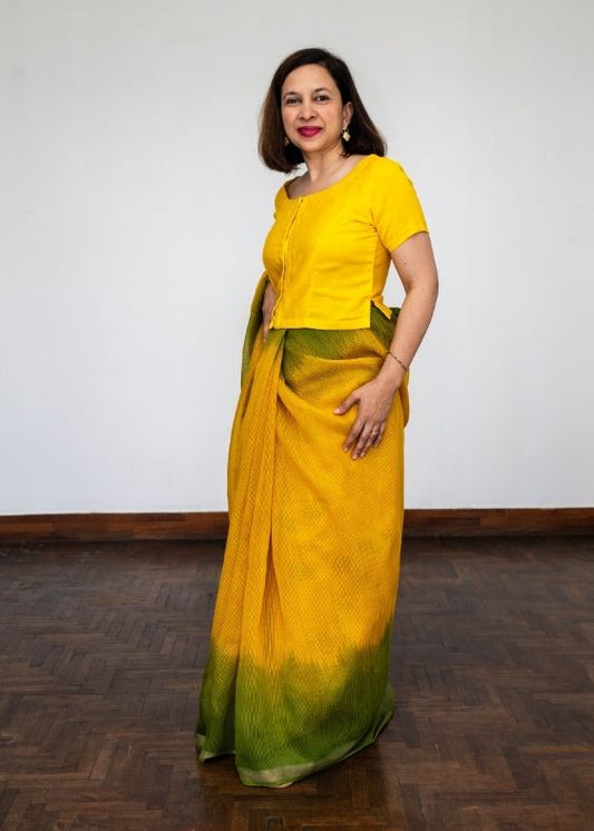 Yellow Cotton Blend Blouse