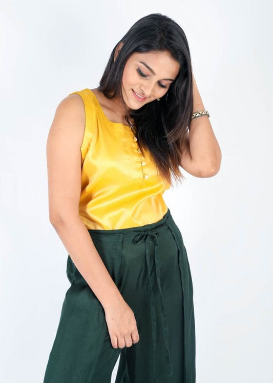 Yellow Sleeveless Tissue Blouse