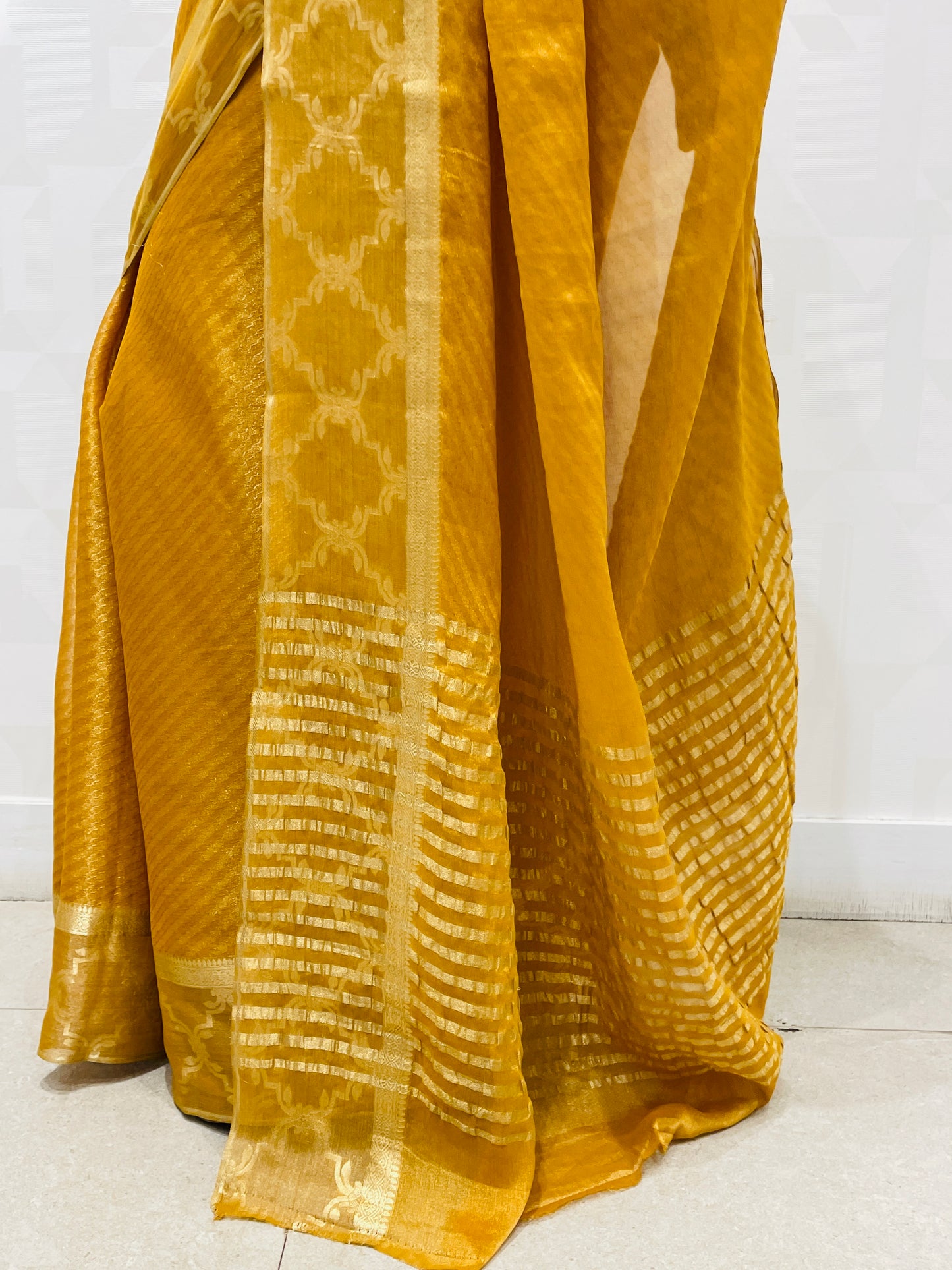 Gold georgette saree