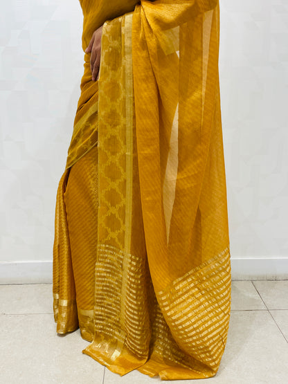 Gold georgette saree