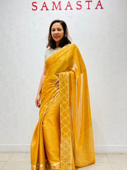 Gold georgette saree