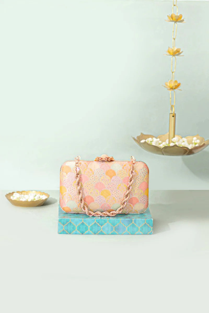 Manjari Pure Banarasi Silk Box Clutch - Multi color AM-BC-0625-0002