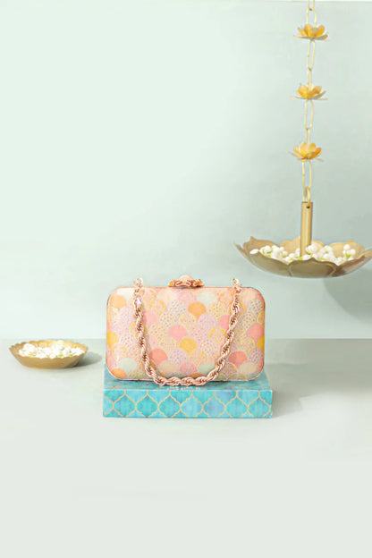Manjari Pure Banarasi Silk Box Clutch - Multi color AM-BC-0625-0002