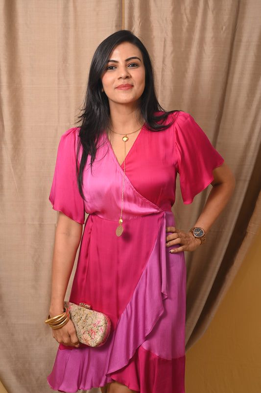 Pink Shaded Modal Silk Dress